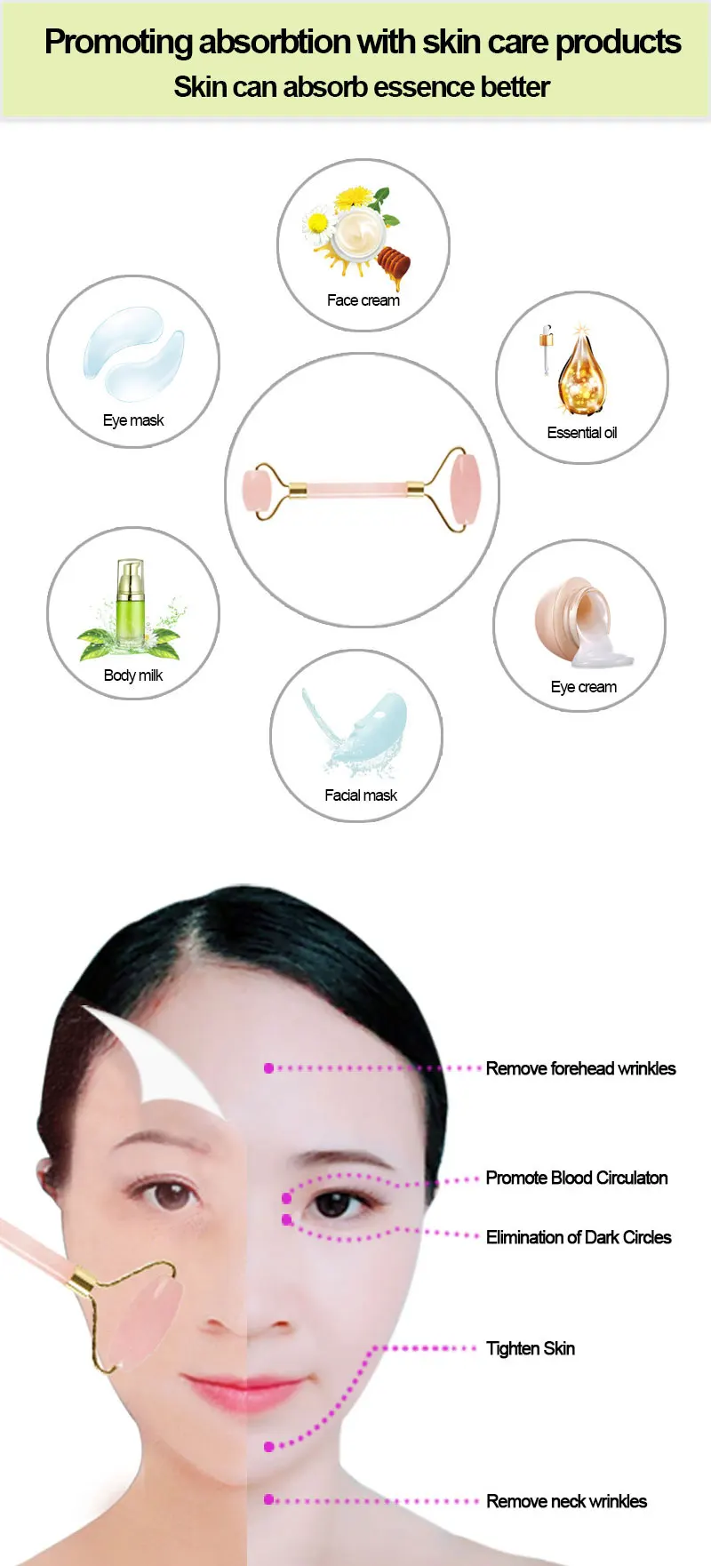 Real jade  jade roller into the gloss massage roller for sinuses