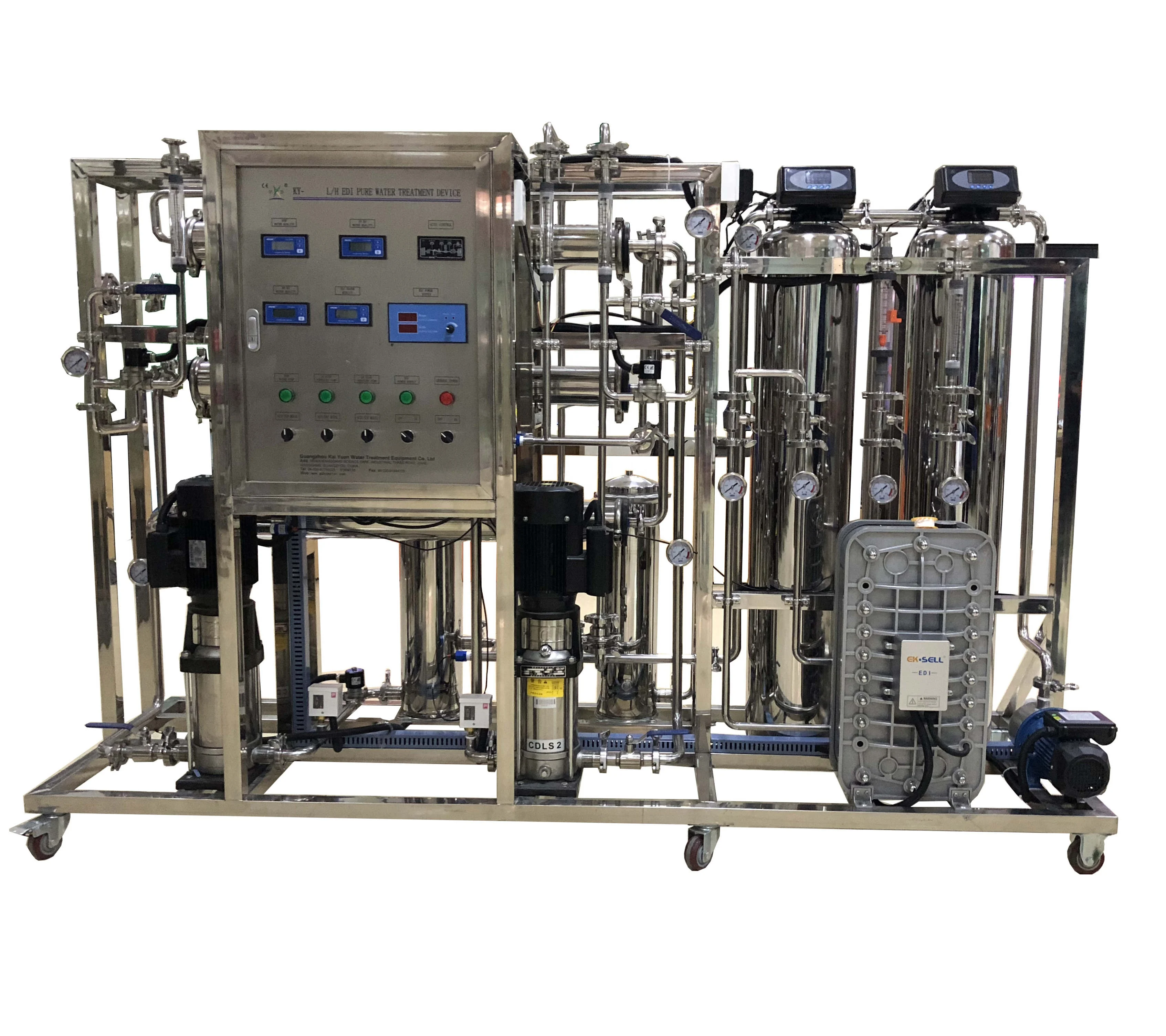 CE SS 250LPH  distilled ultra pure water purification treatment plant commercial reverse osmosis edi system for hospital and lab