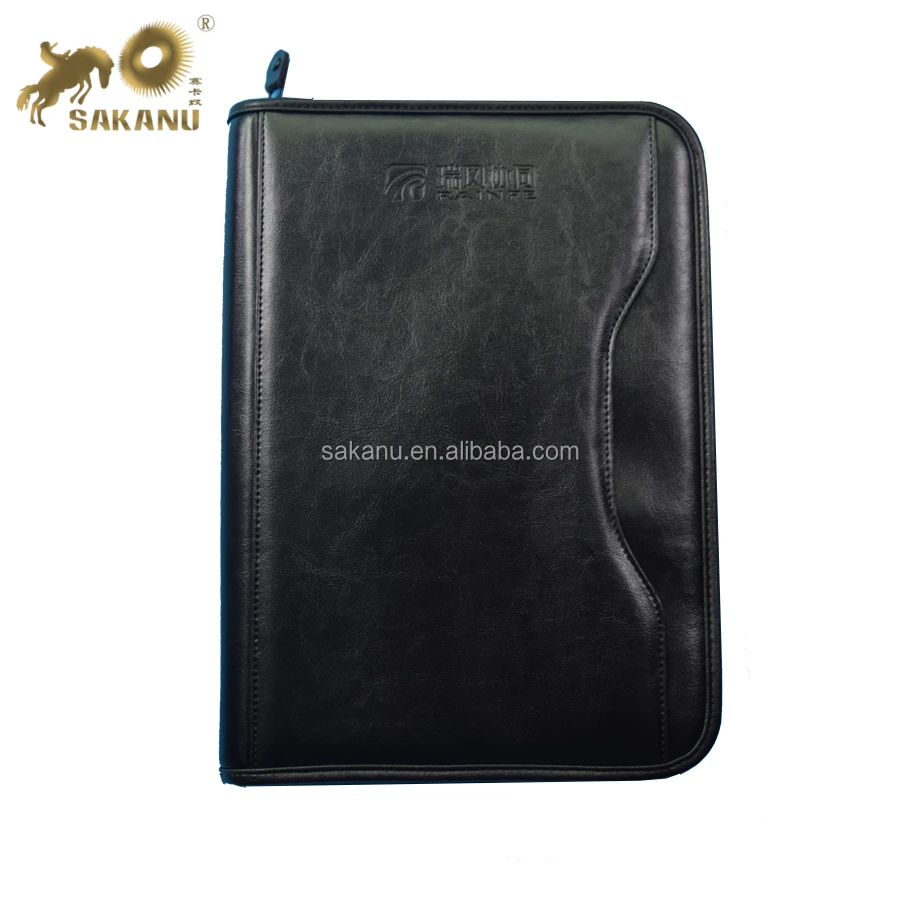 A4 PU leather accordion file folder portfolio padfolio