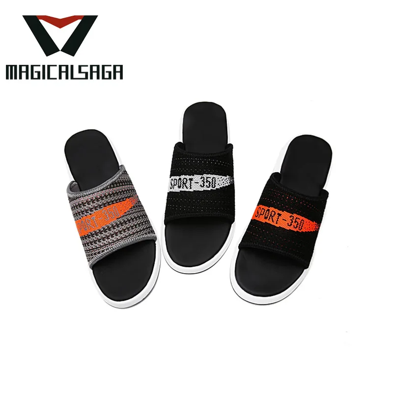 Jinjiang latest slipper top flyknit material men fashion casual sandals upper