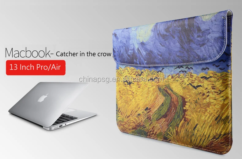 For Macbook Luxury Bag, Top Quality PU Leather Bag for Mac Book 13 inch