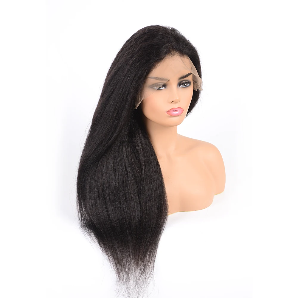 Huashuo 50% OFF Factory Wholesale Good Price Unprocessed Brazilian Mink Virgin Human Hair Kinky Straight  360 Lace Frontal Wig