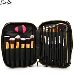 Sialia China Factory Sales Makeup Brush PU Pouch Private Label Travel Cosmetic Make Up Leather Bag Custom