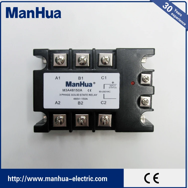 Oem MANHUA трехфазный AC к сети переменного тока 90-280VAC 480VAC 150A черный твердотельные реле / SSR с CE