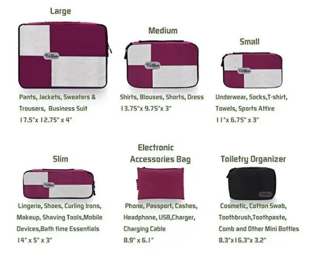 
Packing Cubes for Carry on Luggage Travel Accessories 6PCS 