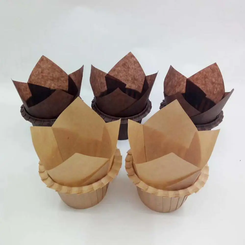 Wholesale Paper Muffin Cups Greaseproof Tulip Baking Cups