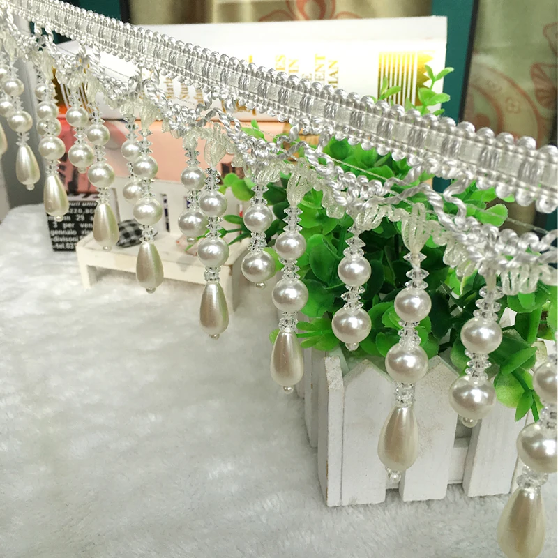 
acrylic fringe borla pompons margen pinsel taupe curtain boncuk 