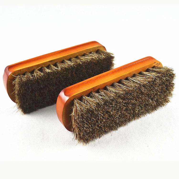Big Size Wooden Shoe Shine Brush Soft Horse Hair Bristles Polishing Shoe Brush