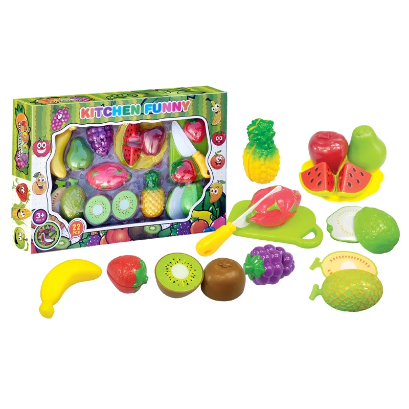 High quality funny cut food toy plastic fruits and vegetables toy set for kids