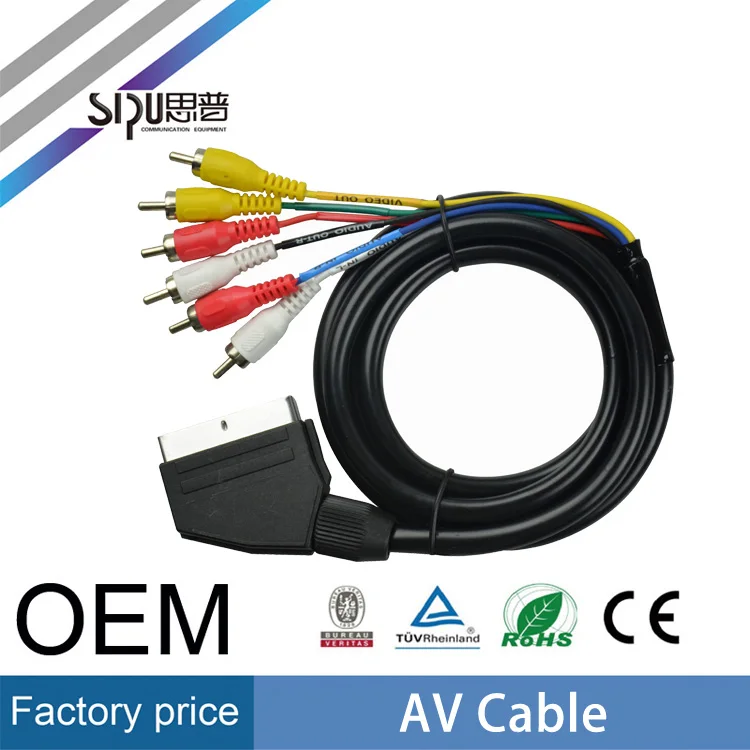 SIPU Композитный аудио и видео кабель RGB scart 21Pin мужчин переключатель к 3RCA Phono Plug Av-кабель