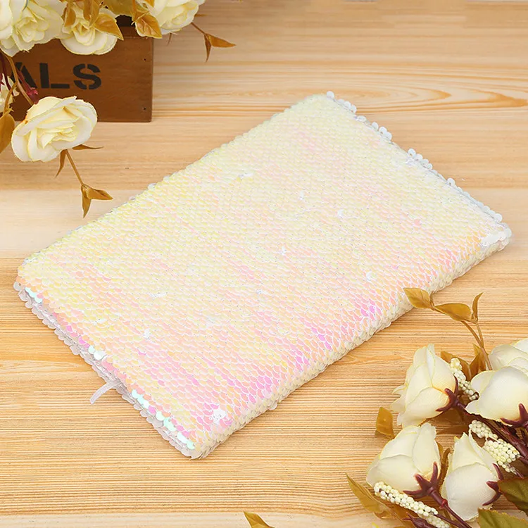 new design fashion book colorful paillette A5 scale reversible custom notebook