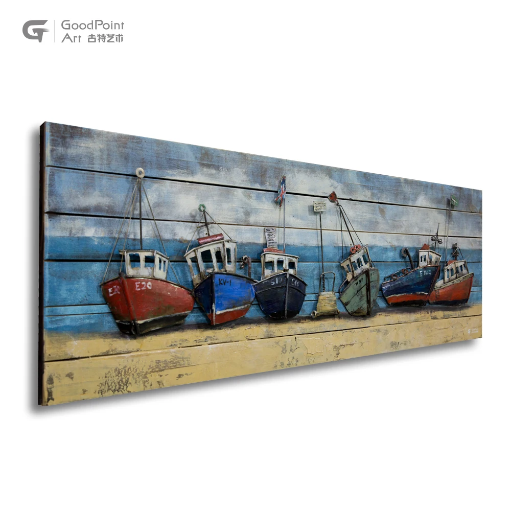 
Promotional rustic home decor artwork handpainted oil painting frames cheap 3d metal painting 