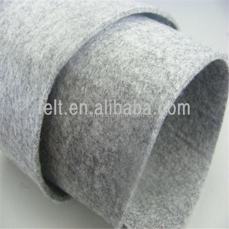 Grey needle punched polyester felt fabric