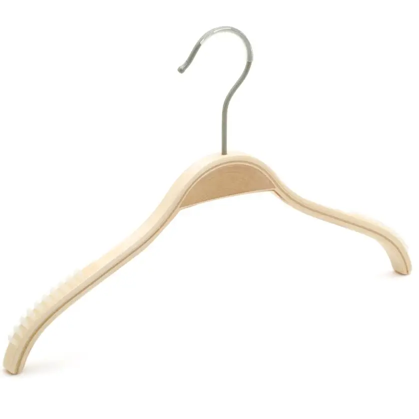 Natural laminated suit hangers (Round anti slip bar or clips and be added)