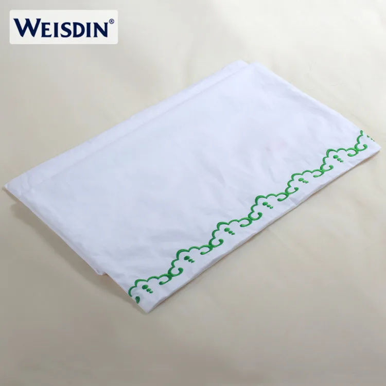 Китай поставщиков вышивка наволочка 300 нить ткань сатин белый отель custom хлопок наволочка