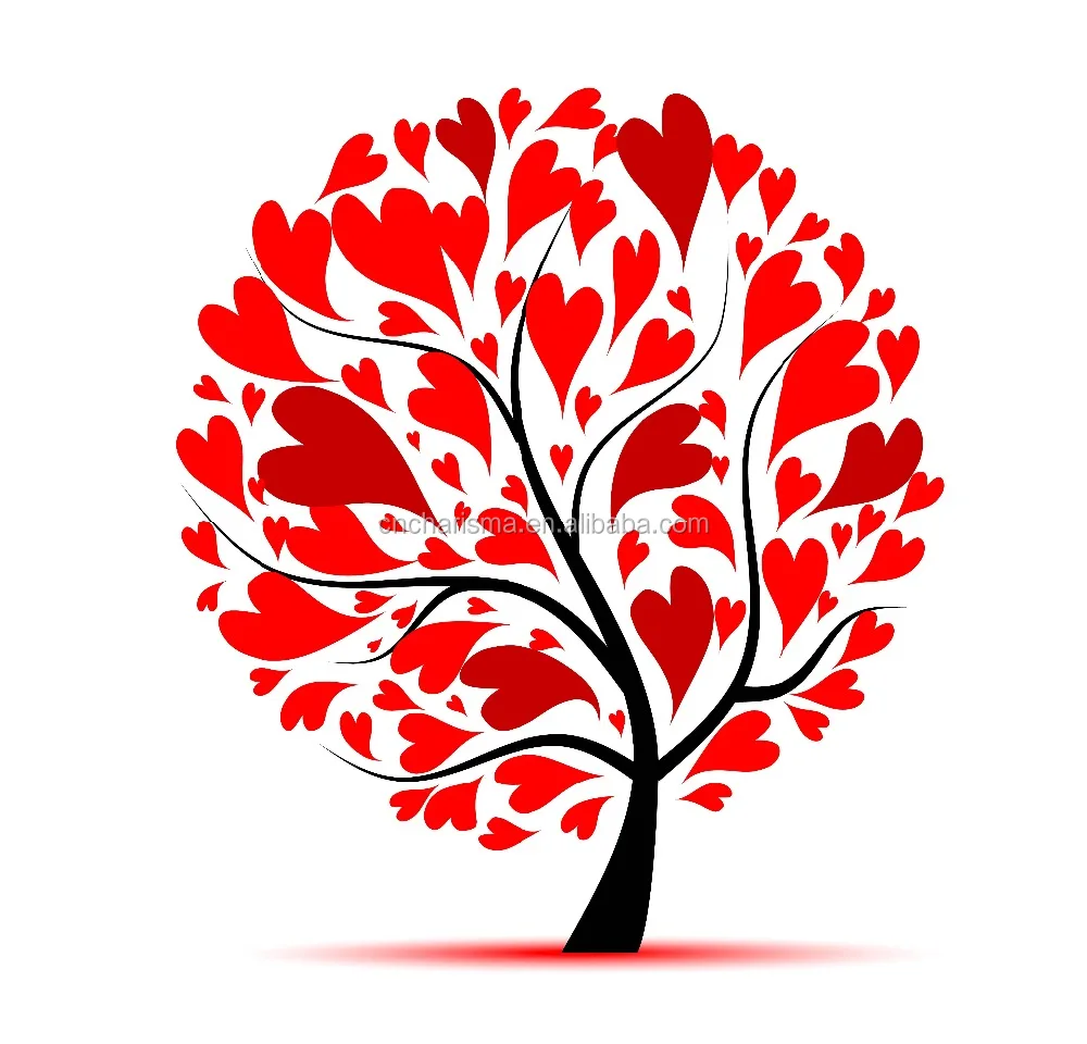 Heart leaves tree vinyle wall stickers for home decoration