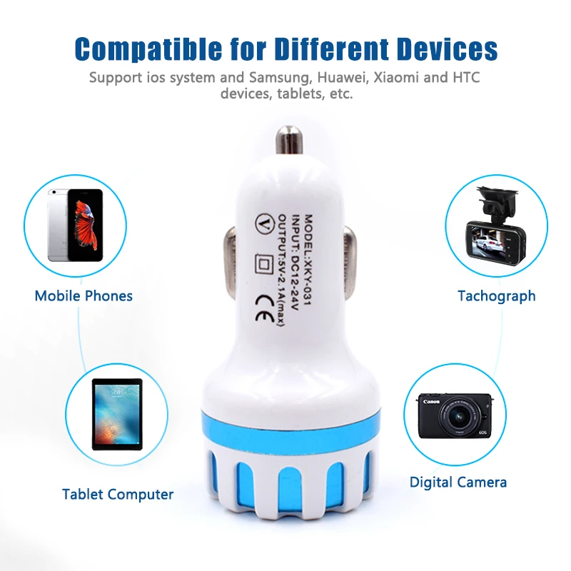 
ZZYD 2.1A Dual Port Sunflower Head USB Dual Adapter Car Charger for Universal Smart Phone 