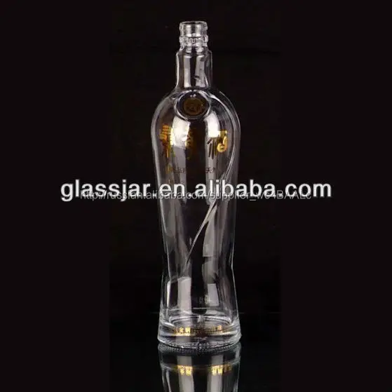 высокое ясное стеклянная бутылка, декорированного стекла бутылки hl-12