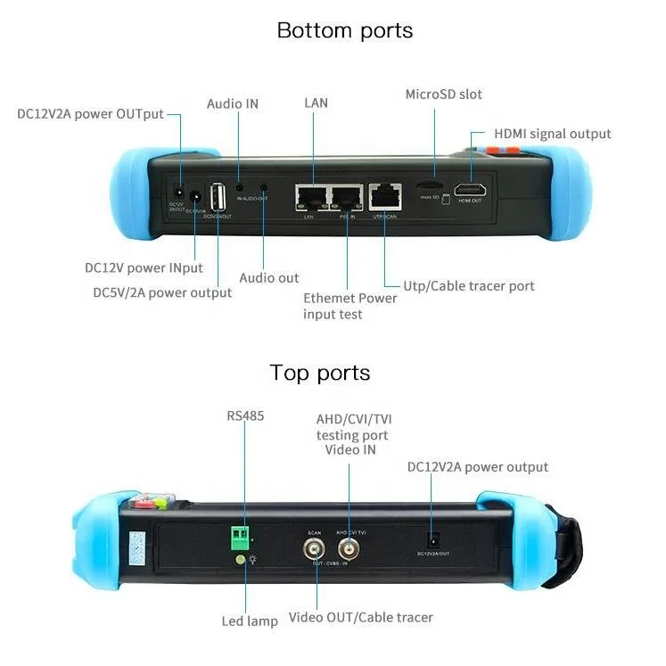 7 Inch Basic Model CCTV Tester 4K H.265 IP Analog Camera H-D-M-I Output Full 4K HD IPC Camera