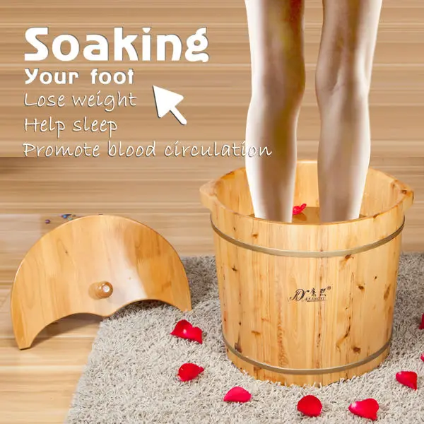 Chinese foot bucket, wooden foot spa tub, leg and foot massage function