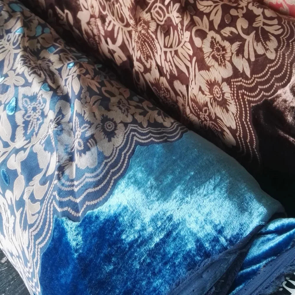 silk rayon burn out with back printing velvet fabric