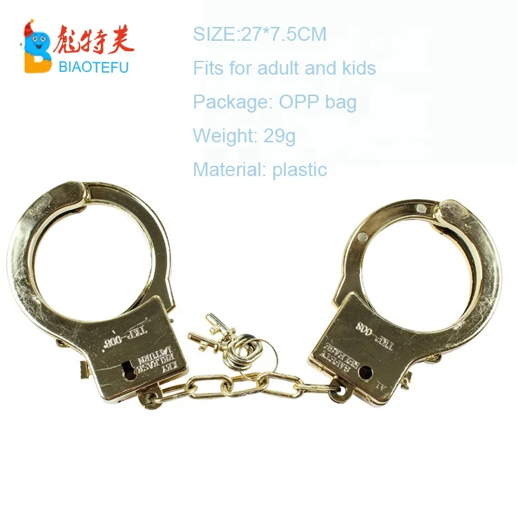 party cosplay plastic police handcuffs toys with key