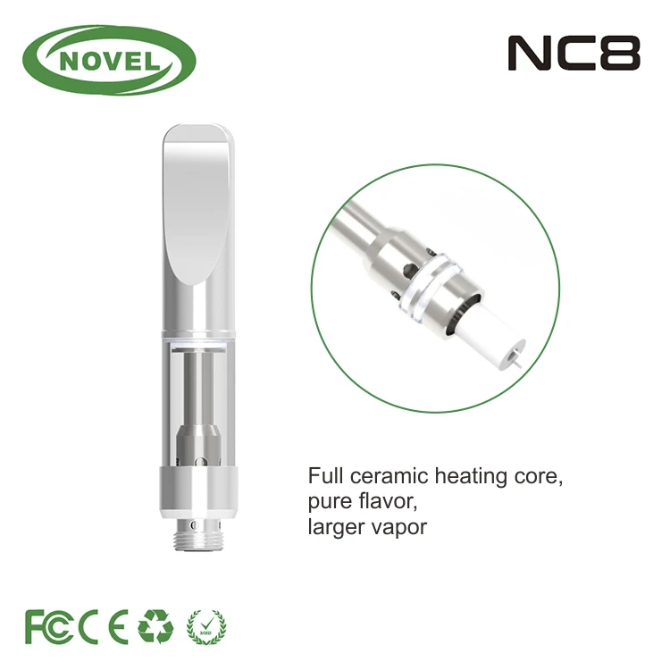 Ceramic Heating coil CBD vape cartridge 510 atomizer NC8 with quartz glass and Special 5-hole oil intake design
