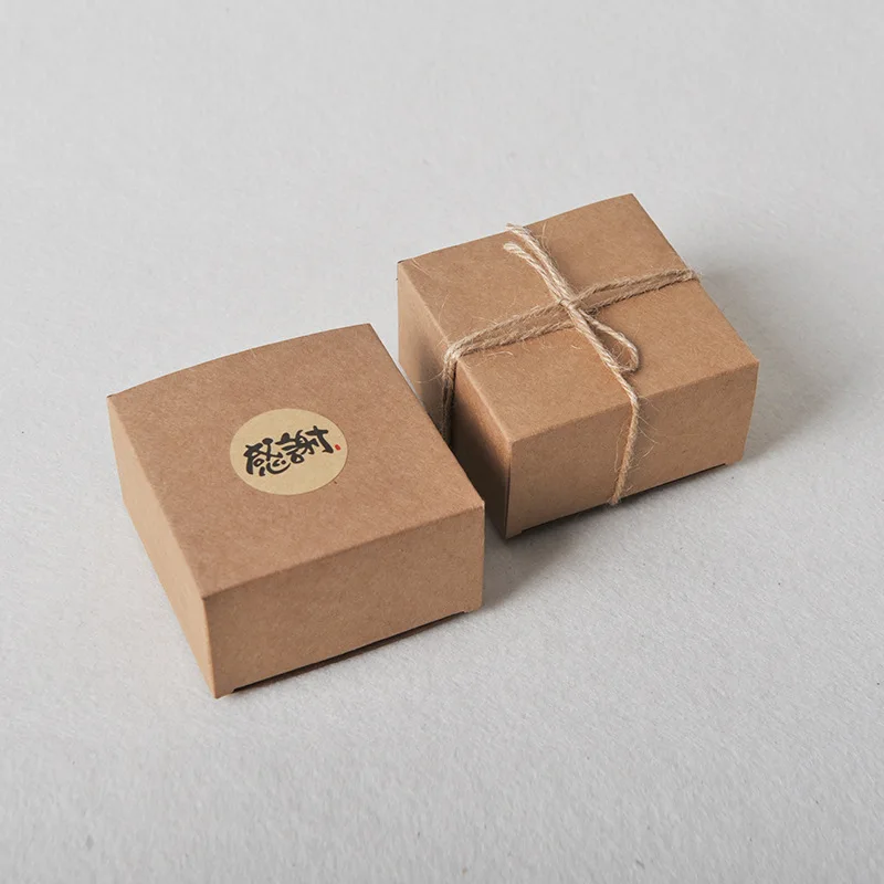 Customized Brown Kraft cardboard Paper Soap Small Packaging cookies and chocolate gift candle Box logo with hemp rope closure
