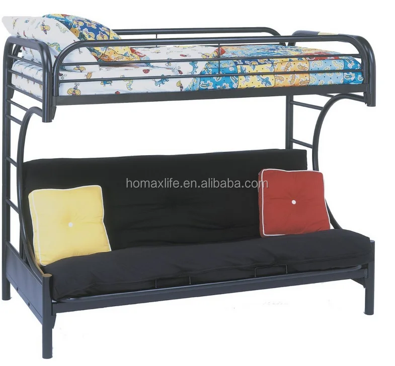 
simple design bedroom furniture powder painting finish sofa bed double deck bed triple metal sofa bunk bed 