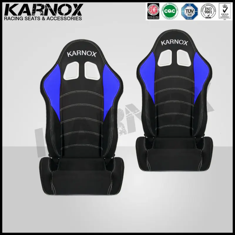 ткань jdm стиль спортивные сиденья reclinable черный и синий пара, регулируемая автомобиль спортивные сиденья