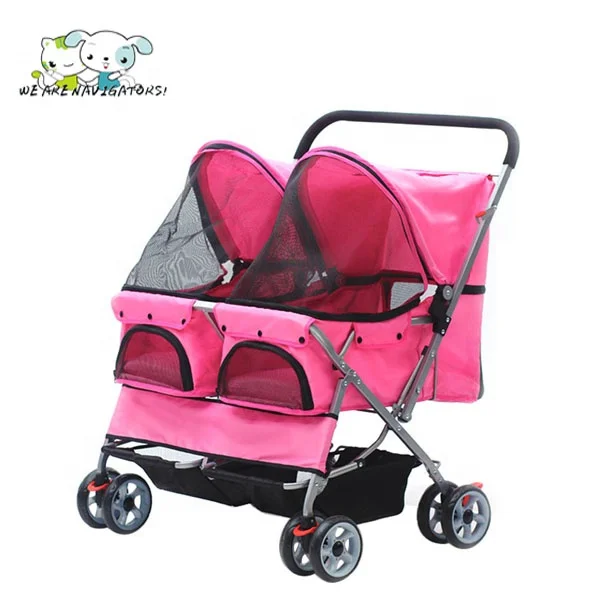 Foldable Pet Two-Seater Carrier Strolling Cart