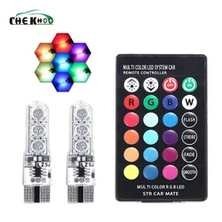 Car T10 W5W 5050 6SMD Auto RGB Led Interior Dome Wedge Reading Light Strobe Lamp Clearance Bulbs Width Light With Remote Control
