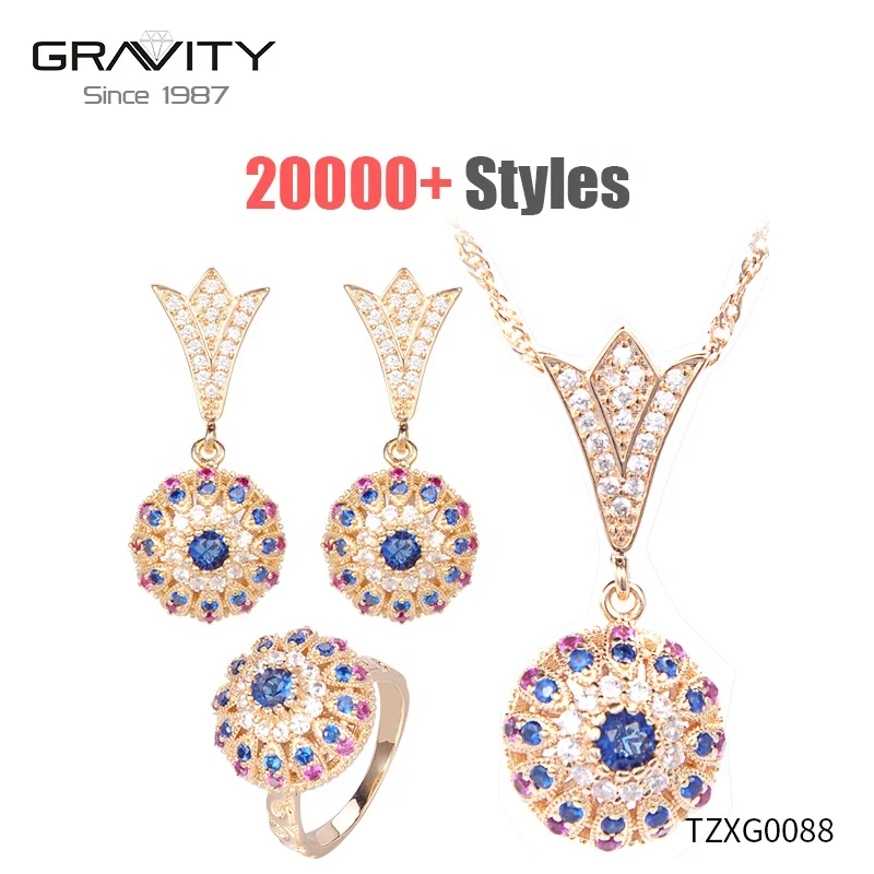 China Wholesale Costume Fashion Zircon Wedding Turkish Brazilian Indian Dubai Ethiopian African Gold Jewelry Sets