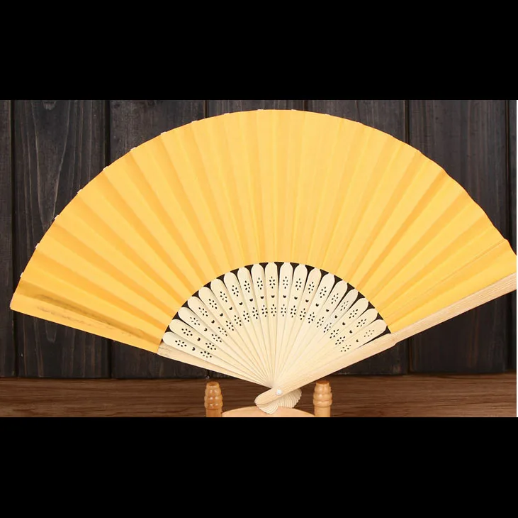 Китайский стиль, однотонный бумажный веер из бамбука