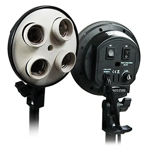 Four Light Head Continuous Light Softbox  Stand Kit with White Black Green Muslin Backdrop