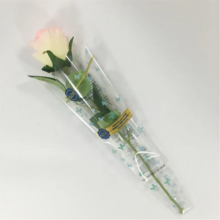 Recycle Bopp Cpp plastic Fresh Flower Sleeve For Single Rose