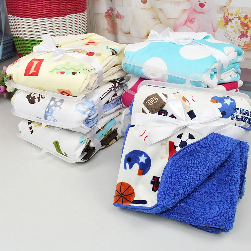 
2018 Soft Cotton Double-deck Floral Printed Kids Home Moving Baby Swaddle Blanket 