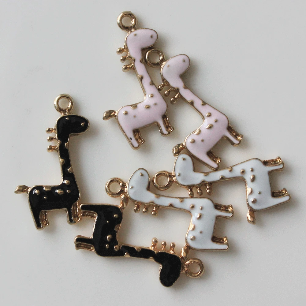 Lovely Giraffe Colorful Oil Drop Enamel Charms Suitable for Bracelet DIY Jewelry Accessories