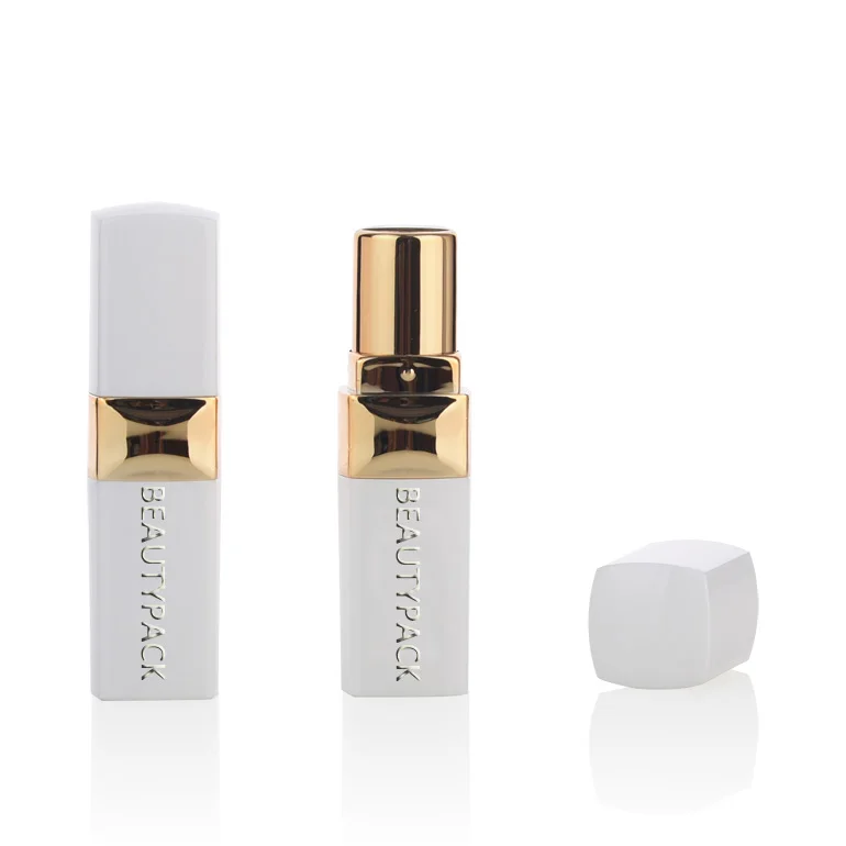Wholesale empty elegant white square lipstick cosmetic case/lipstick  tube for cosmetics