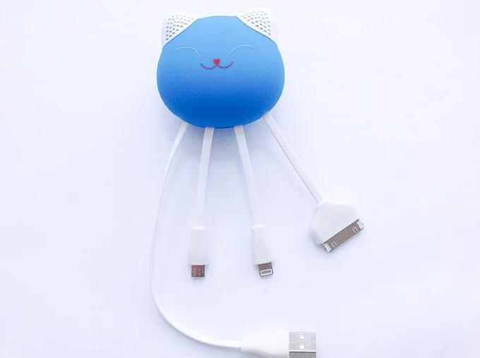 promotional gifts pvc soft rubber silicone cute carton 4 in 1 usb data cable  for mobile gift