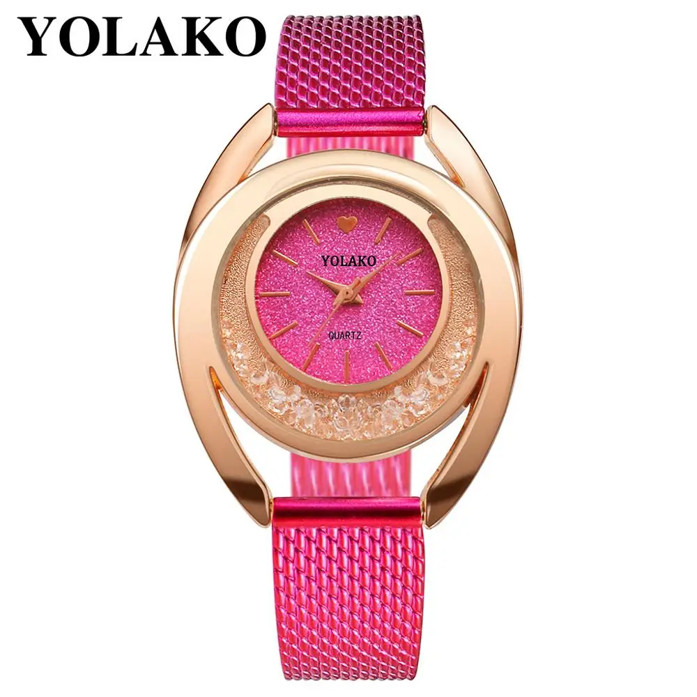 2019 New Trendy Ladies Mesh Leather Quartz Wrist rhinestone watch JSW-0948