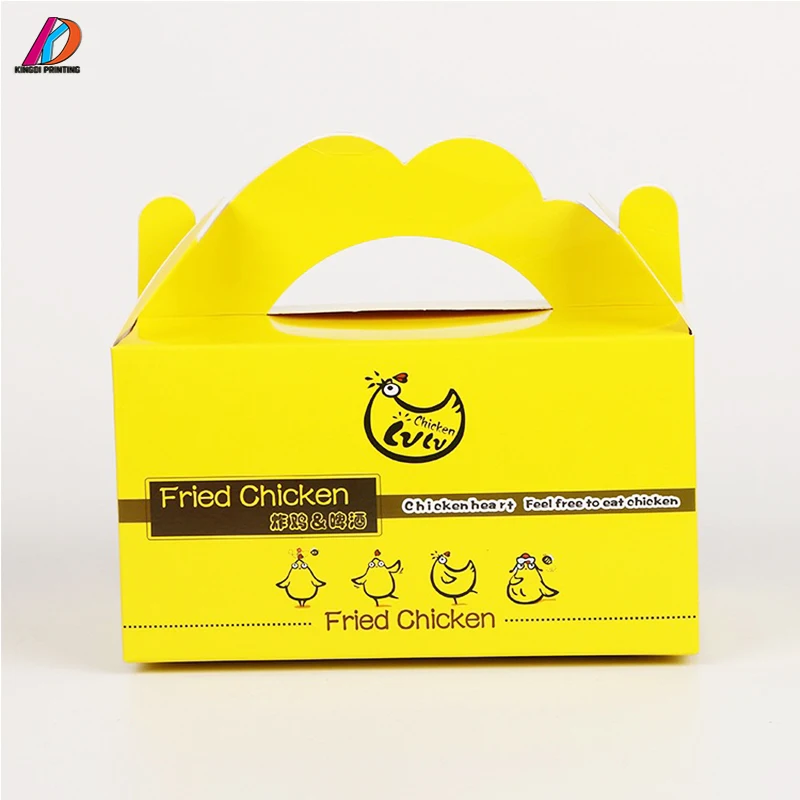 Food grade carry handle paper cardboard box for fried chicken