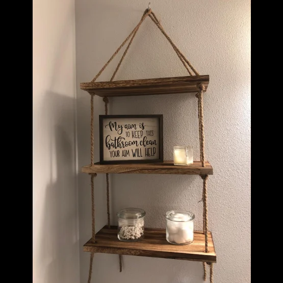 wood wholesale hanging rustic wall shelf,for Bedroom, Living Room,plants pot