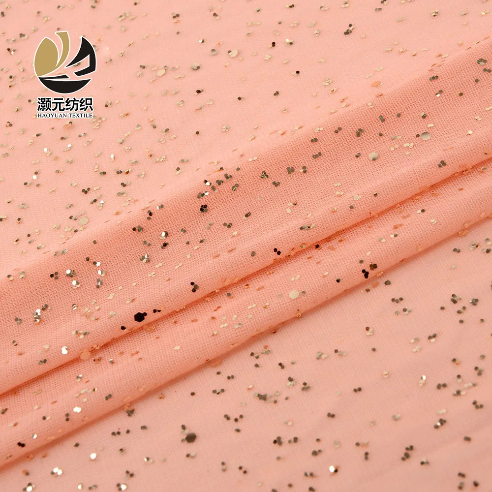 China factory wholesale high quality excellent knit shiny polyester glitter fabric for wedding dress
