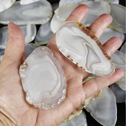 Home Tabletop Drink Natural Clear White Rose Quartz Small Large Size Crystal Stone Geode Agate Slice Coaster with Gold Trim
