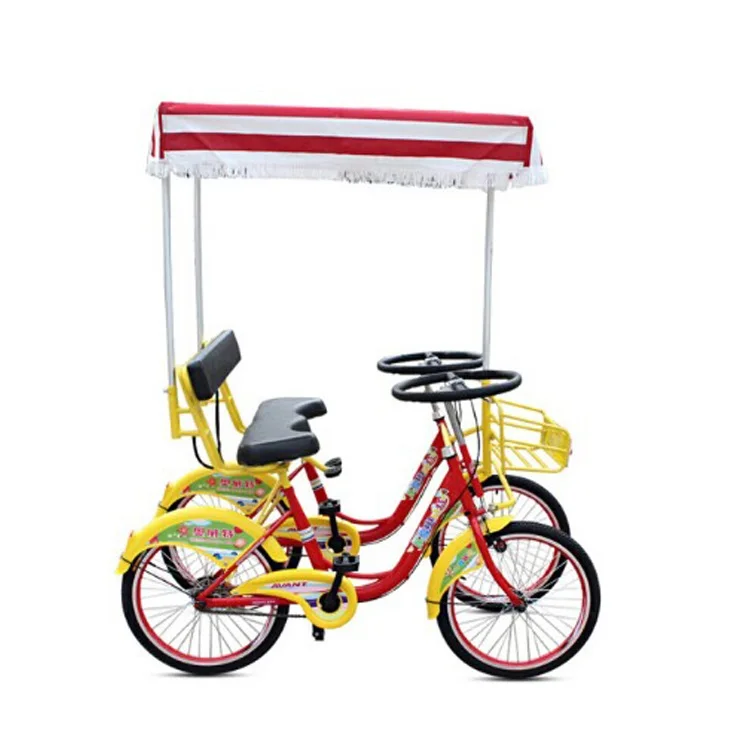 Fashion 4 seat quadricycle 4 person surrey bike/park rental sightseeing bike/24 inch tandem bikes