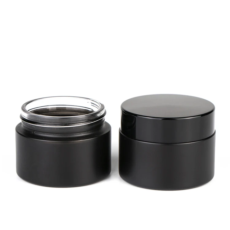 Wholesale 5g 10g 15g 20g 30g 50g 100g round matte black uv skincare glass cosmetic jars for cream