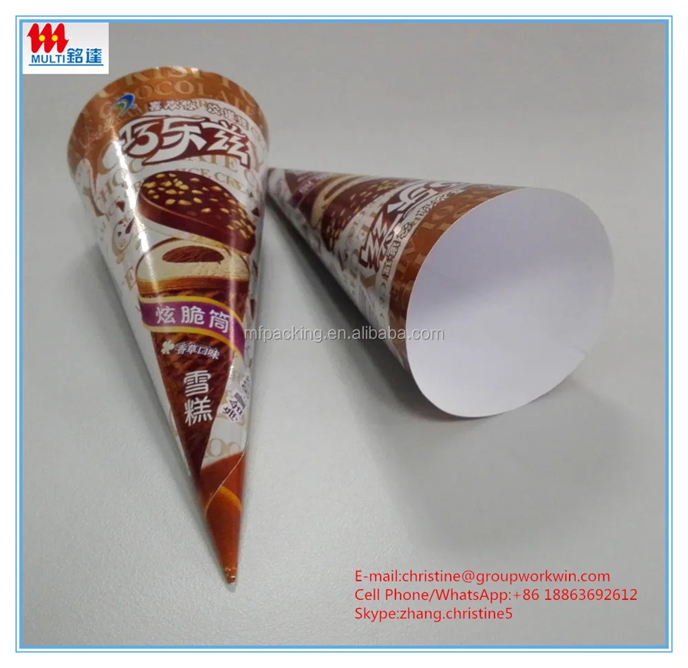Aluminium Foil Paper cone for ice Cream Wrapper