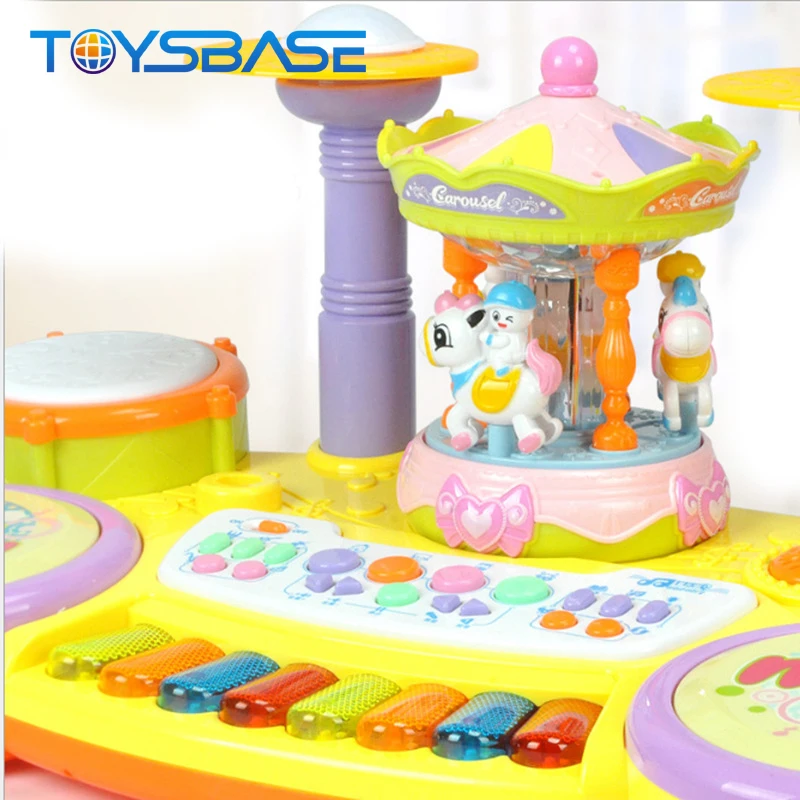 Carousel Music Instrument Piano Game With Chair Toy Electronic Organ Stand