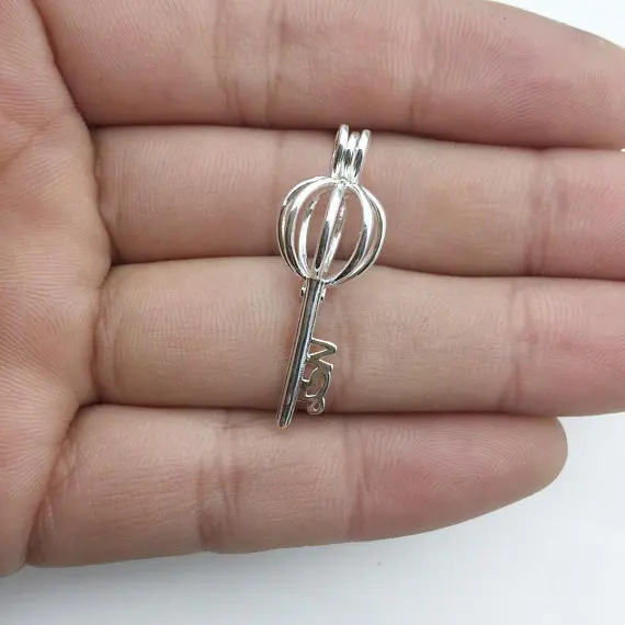 Pearl Cage Pendant 925 Sterling Silver Cage Necklace For Pearl